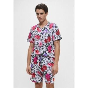 Cosabella Bella Mens Floral Pajama Set Pima Cotton Modal Red Pink White Size M